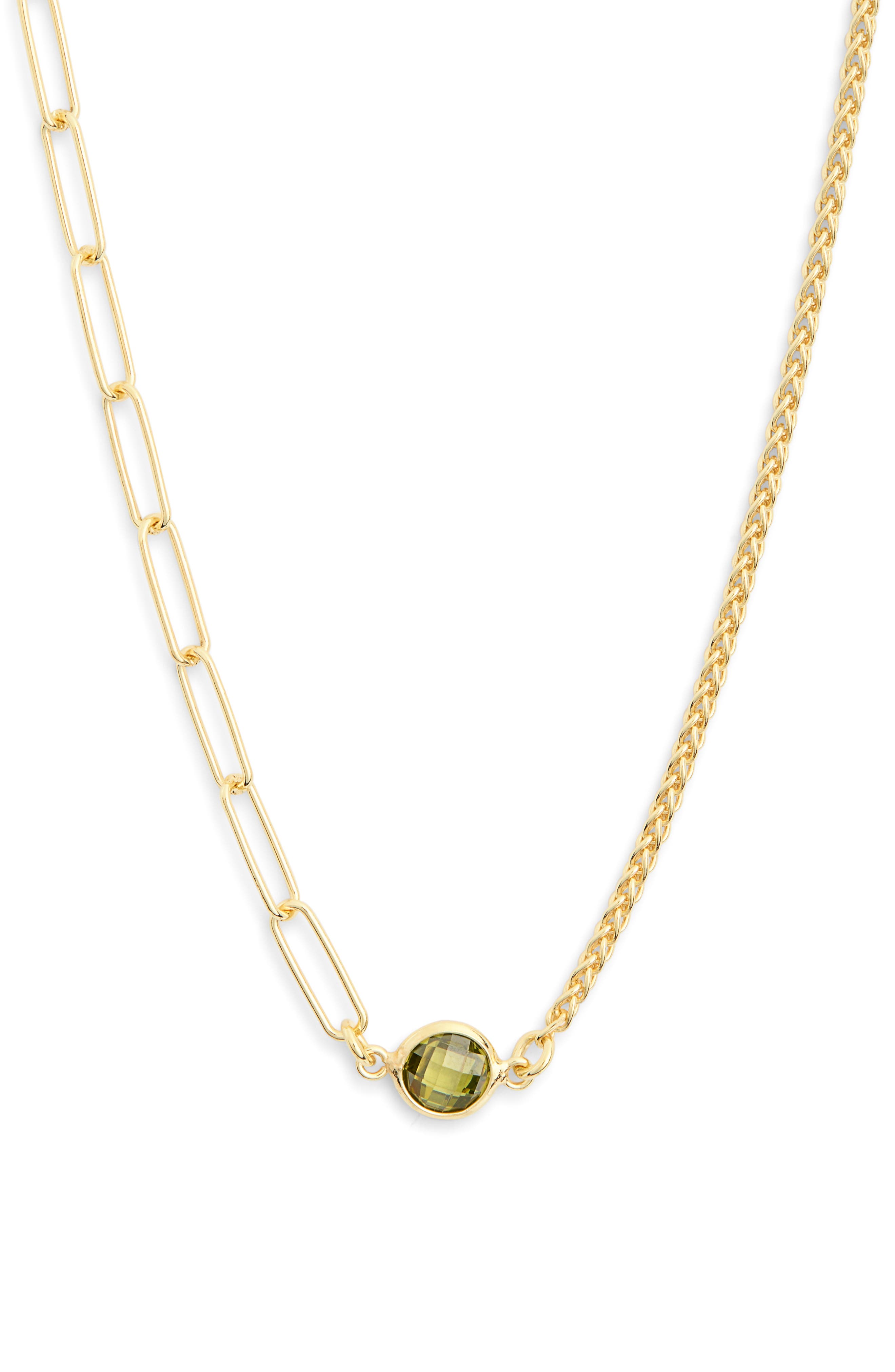 MESHMERISE Mix Chain Oval Crystal Necklace