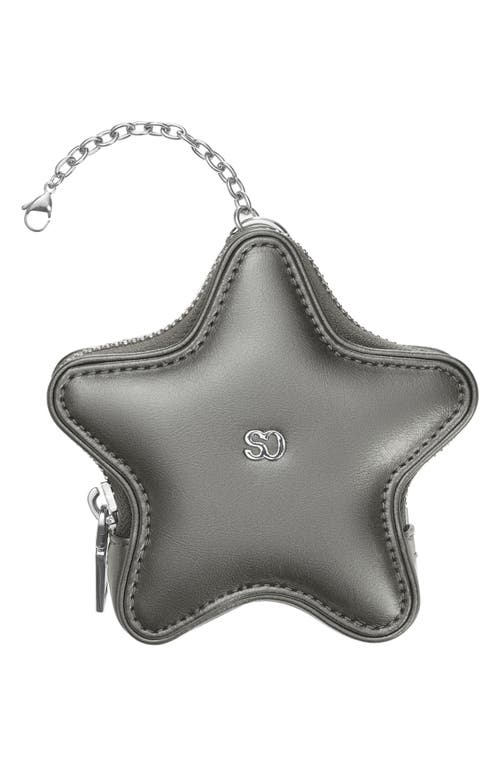 Stand Oil Star Faux Leather Airpods Case In Gray