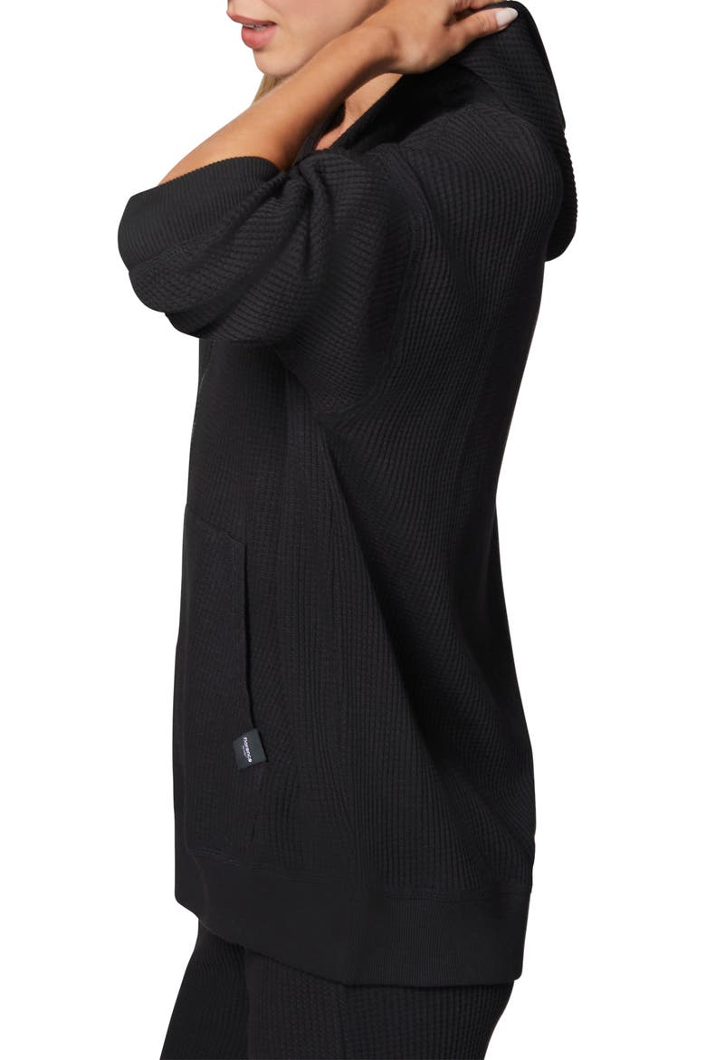 Oversize Thermal Zip Hoodie, Alternate, color, BLACK