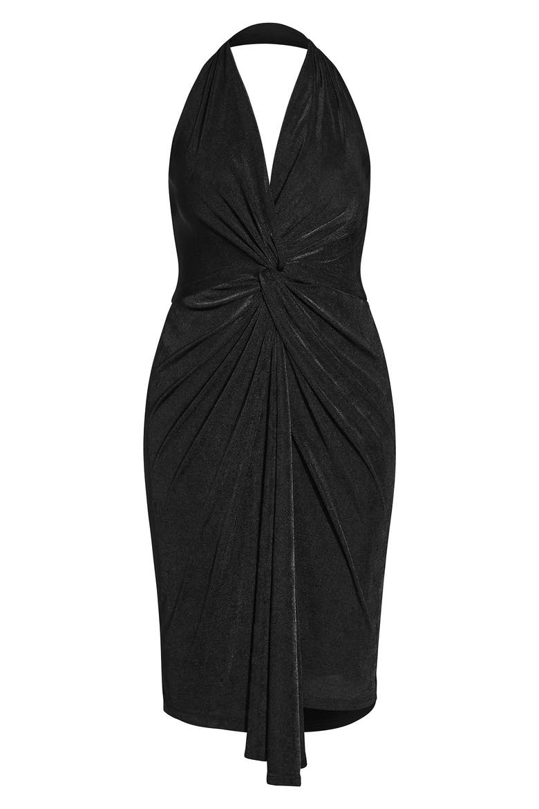 Twist Halter Dress, Alternate, color, BLACK