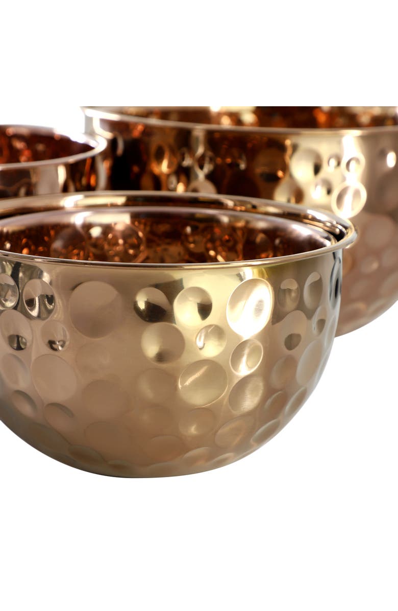 Megachef Hammered Bubble Texture 5 Piece Stainless Steel Serving Bowl Set, Alternate, color, Copper
