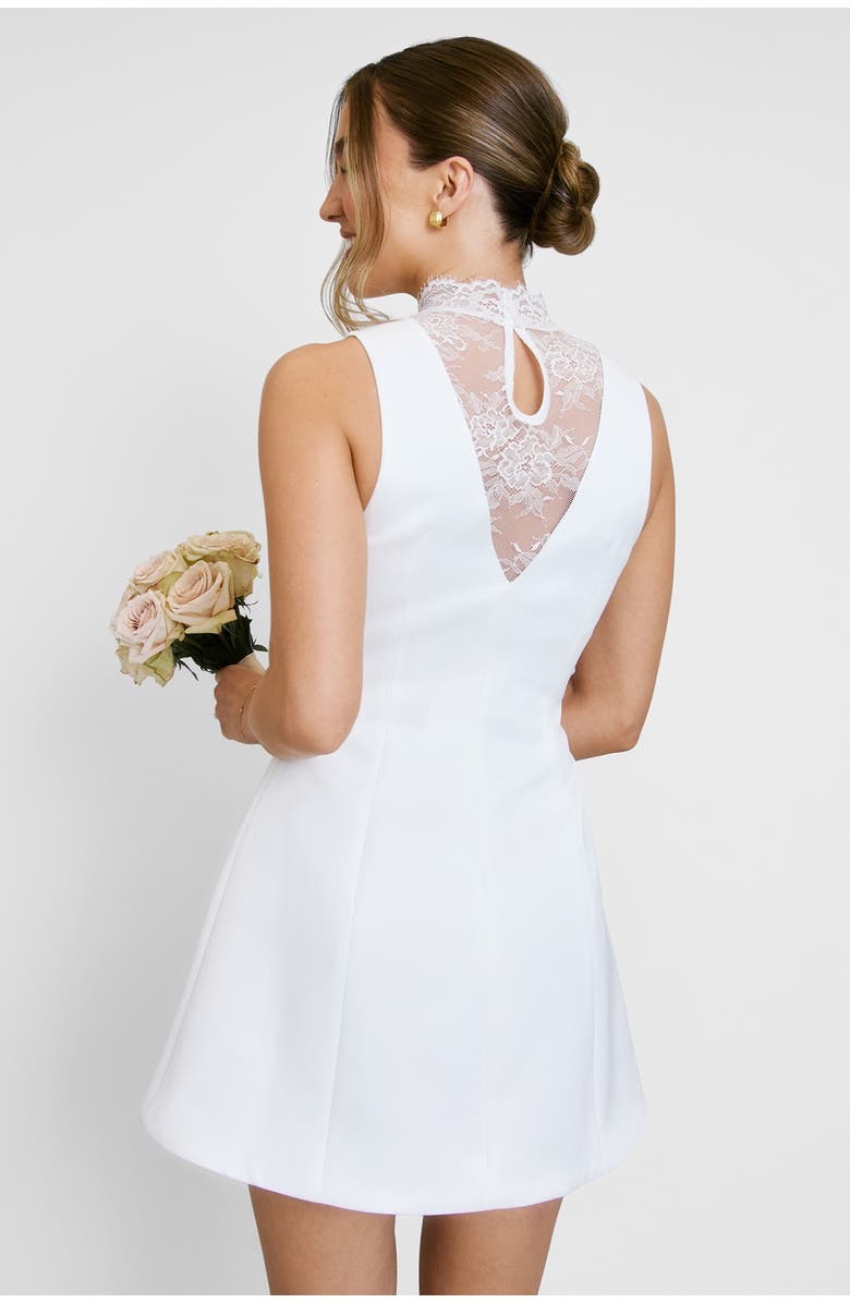 Six Stories Lace High Neck A-line Mini Dress, Alternate, color, White