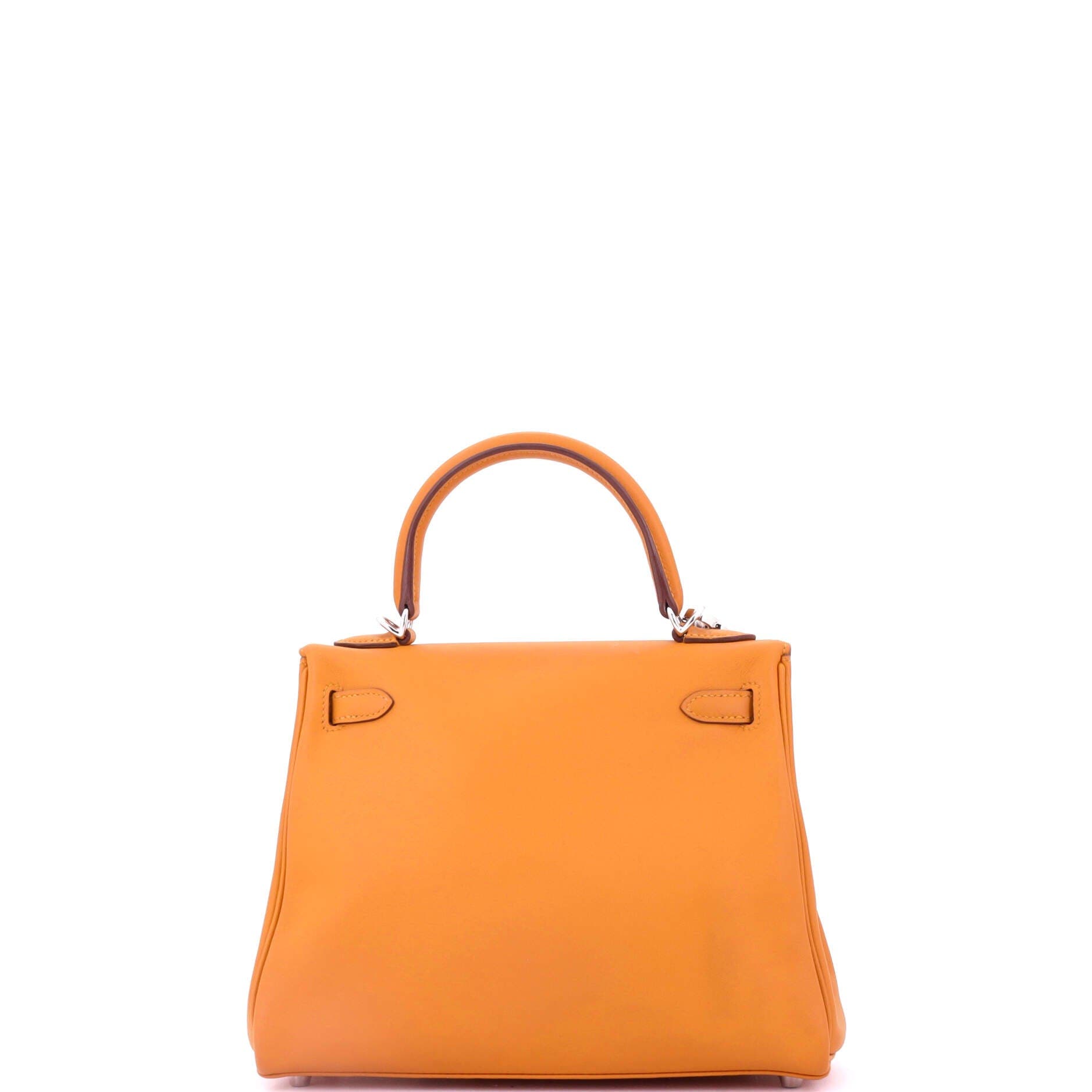 Pre-Owned Hermes Kelly Handbag Orange Swift with Palladium Hardware 25, Alternate, color, Abricot