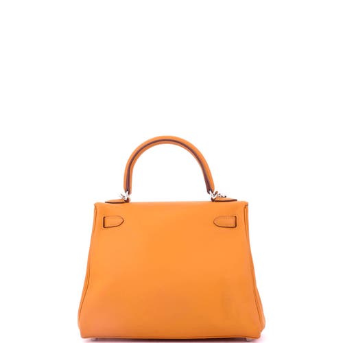 Pre-owned Hermes  Hermes Kelly Handbag Orange Swift With Palladium Hardware 25 In Orange