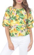 RAIN AND ROSE Floral Ruffle Top