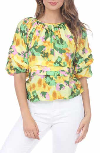 RAIN AND ROSE Floral Ruffle Top