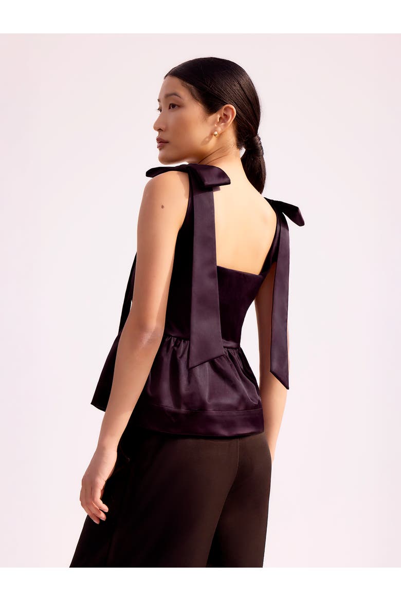 Tie Shoulder Satin Top, Alternate, color, Burgundy
