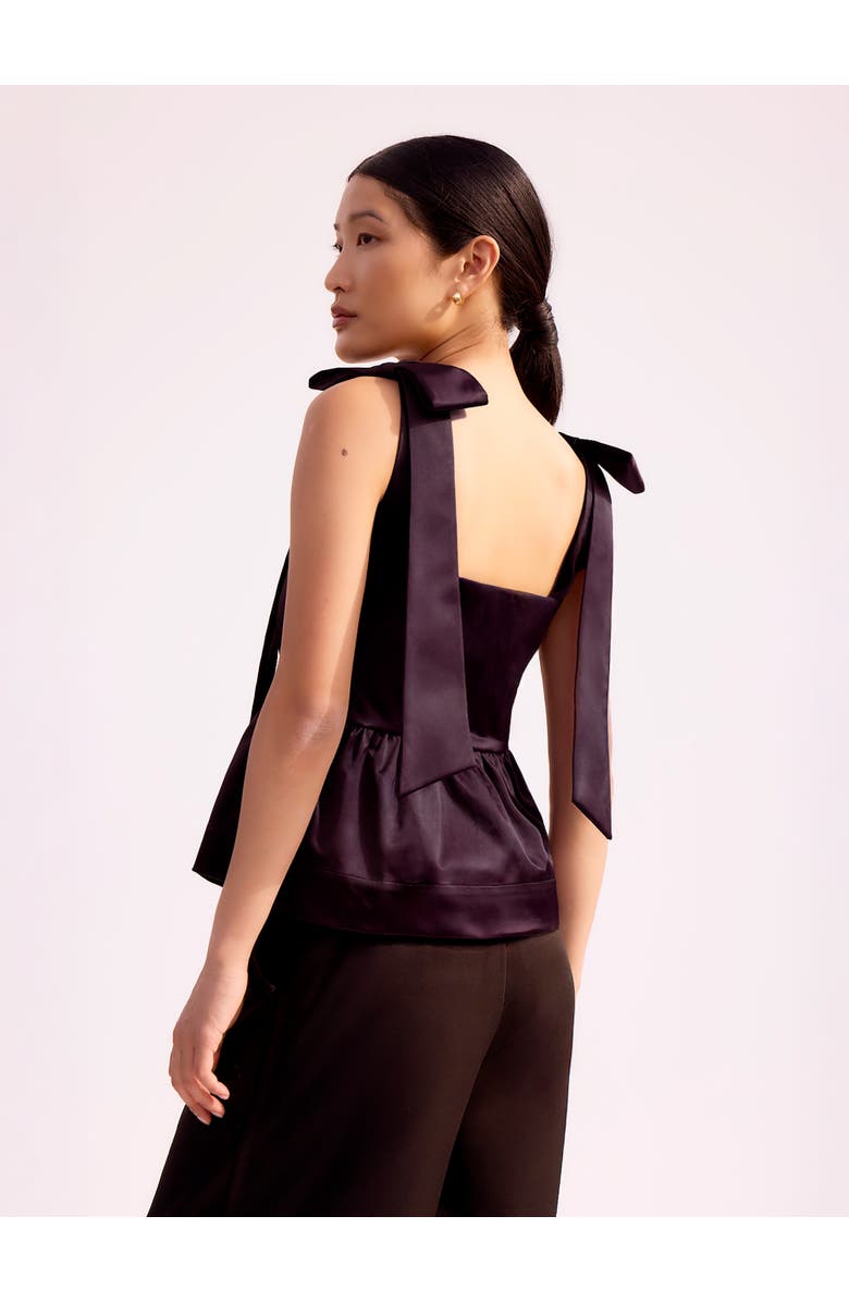 Ro&Zo Tie Shoulder Satin Top, Alternate, color, Burgundy