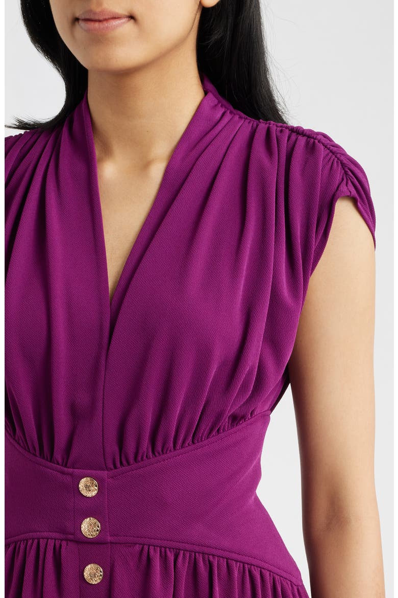 V-Neck Midi Dress, Alternate, color, BEET