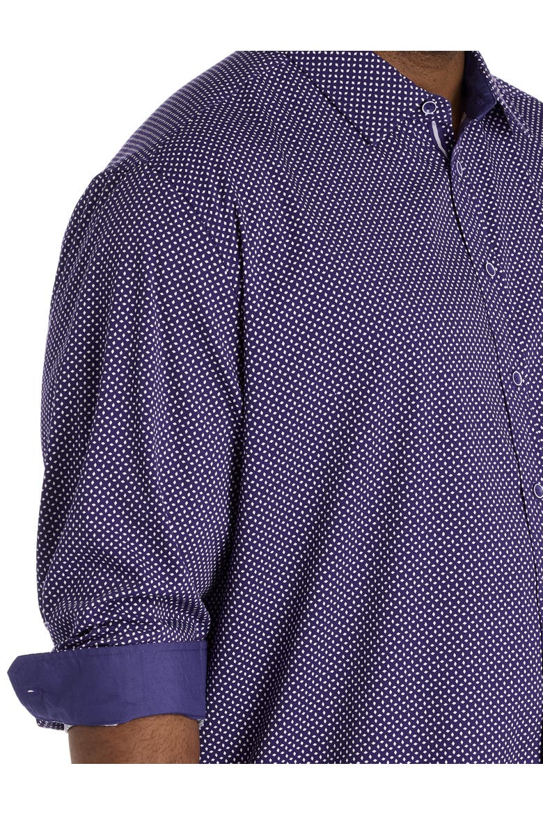 Big & Tall Diamond Print Sport Shirt, Alternate, color, PURPLE