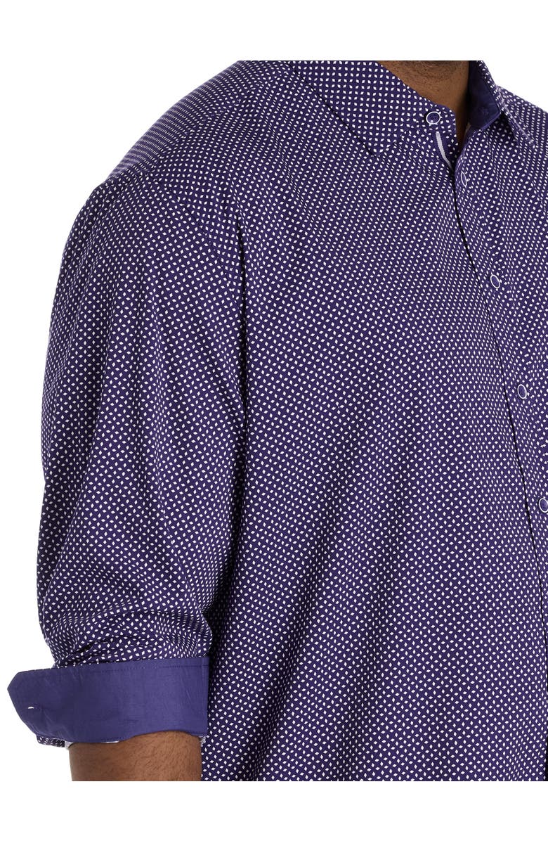 Synrgy by DXL Big & Tall Diamond Print Sport Shirt, Alternate, color, Purple