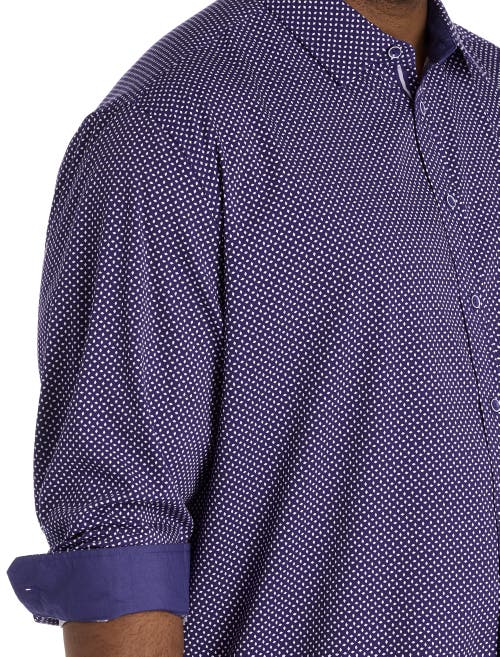 Synrgy By Dxl Big & Tall Diamond Print Sport Shirt In Purple
