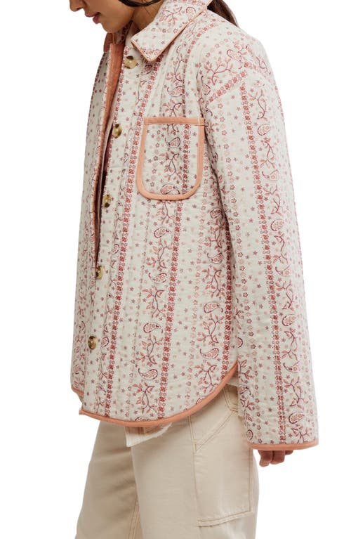 Free People Alexie Print Boxy Quilted Jacket In White