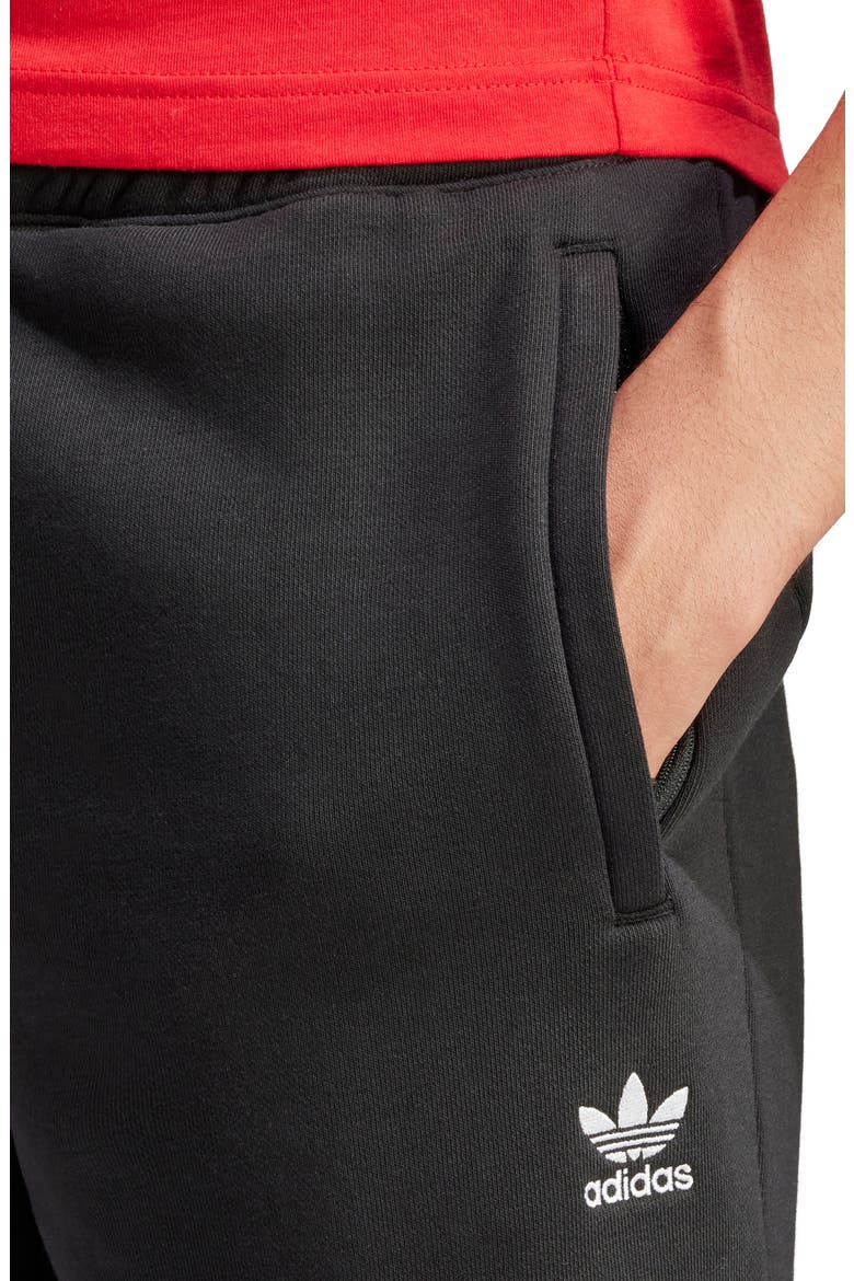Trefoil Essentials Sweat Shorts, Alternate, color, BLACK