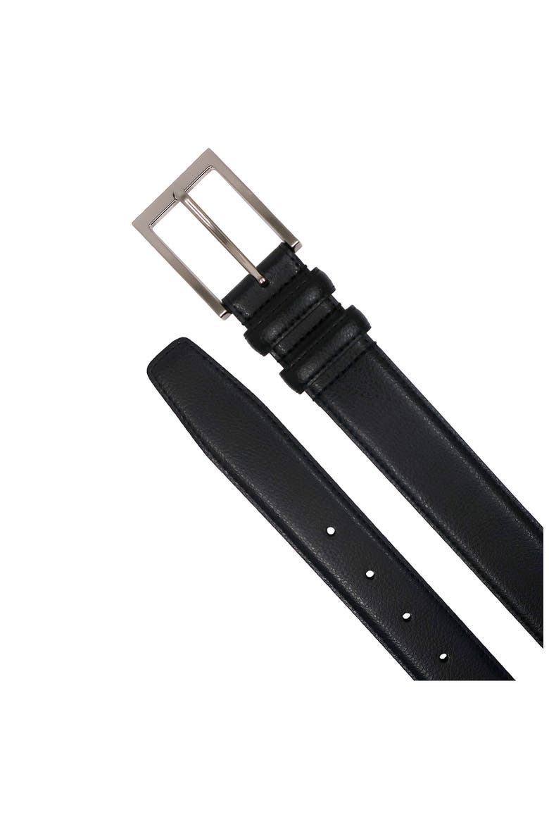 Stitched Pebble Leather Belt, Alternate, color, BLACK