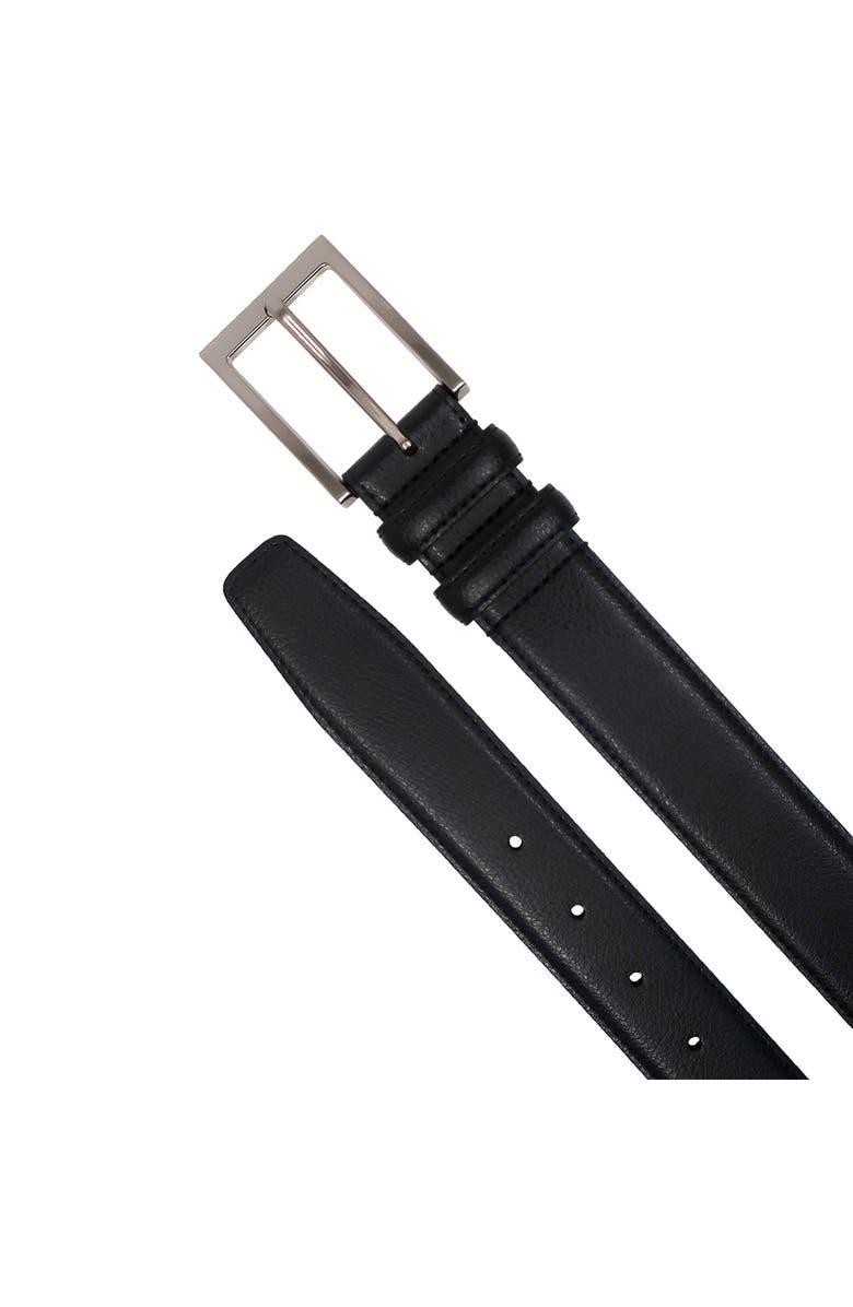 Brooks Brothers Stitched Pebble Leather Belt, Alternate, color, Black