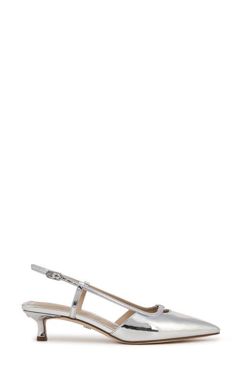 Sam Edelman Toni Womens Faux Suede Pointed Toe Slingback Heels In Soft Silver
