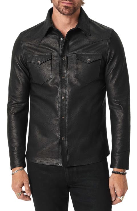 Sage Leather Shirt Jacket