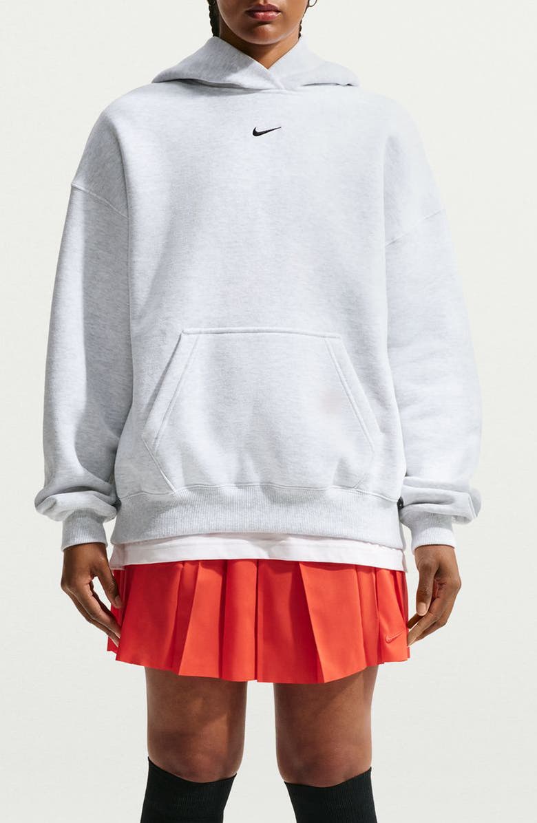 Nike Oversized Pullover Hoodie, Main, color, Heather Grey/ Black