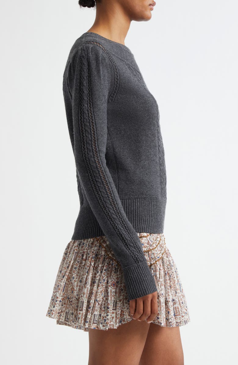Isabel Marant Étoile Kelia Cotton & Wool Cable Sweater, Alternate, color, Anthracite