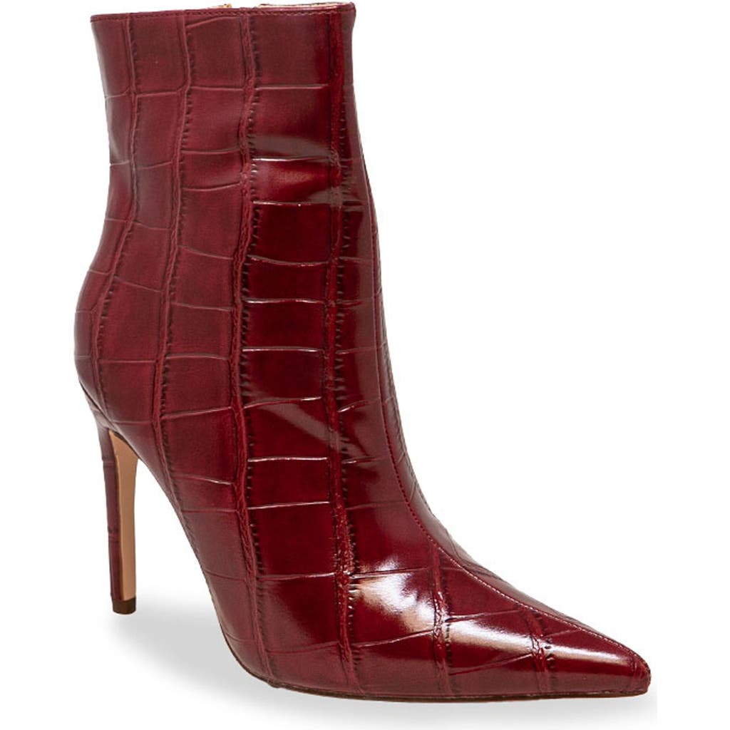 Chase & Chloe Chase And Chloe Croc Embossed Bootie In Burgundy