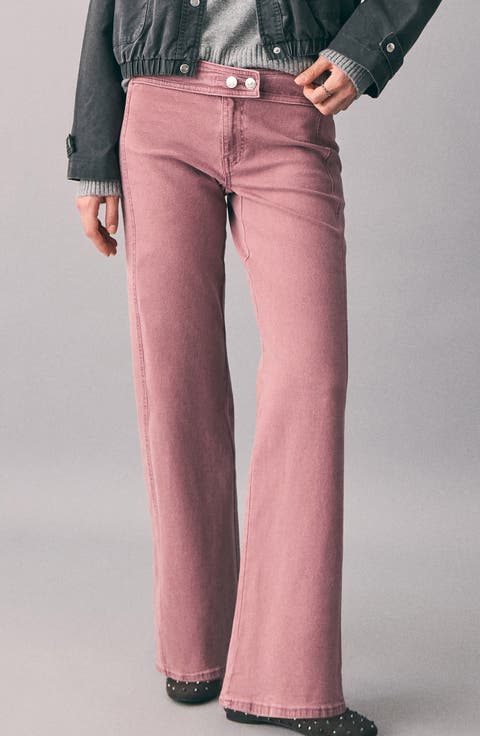 Belted Low Rise Straight Leg Jeans