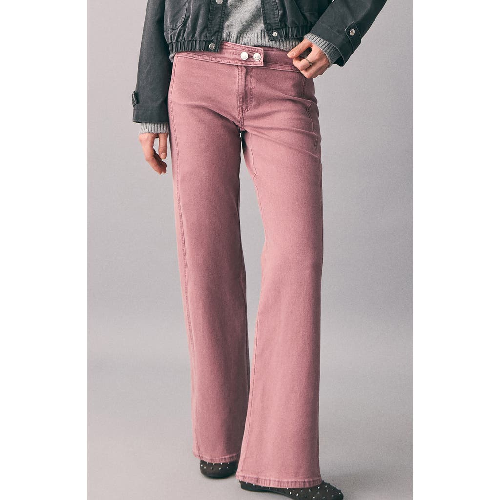 Mango Teen Belted Low Rise Straight Leg Jeans In Pink