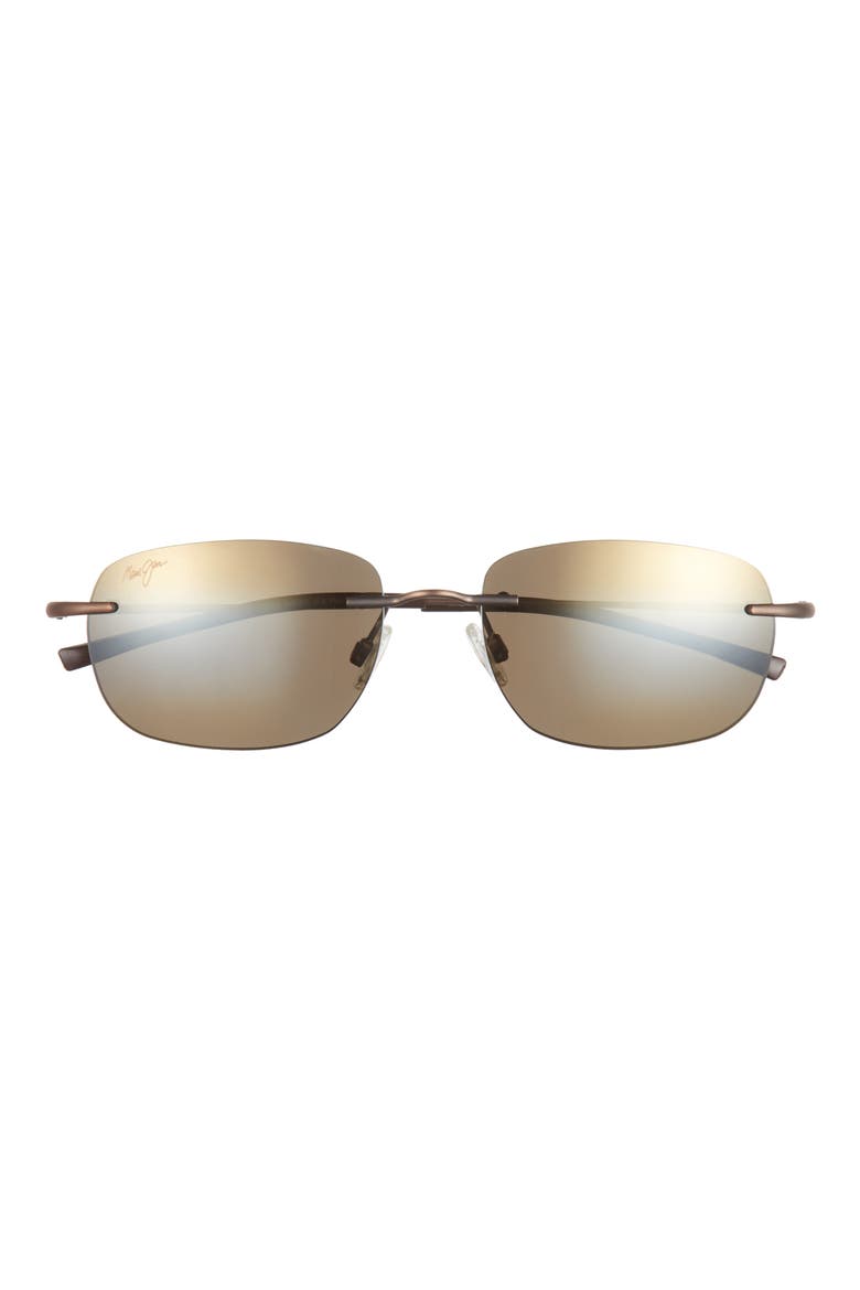 55mm Core Rimless Rectangle Polarized Sunglasses, Main, color, COPPER COPPER BRONZE