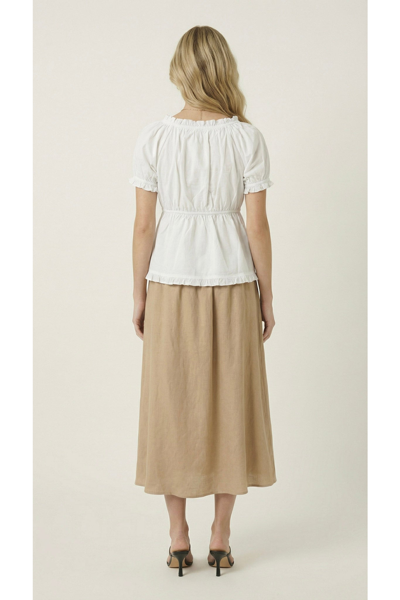 Embroidered Ruffle Trim Peplum Blouse, Alternate, color, White