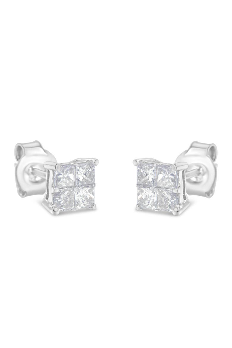 10K White Gold 3/4 Cttw Diamond Stud Earrings, Alternate, color, White