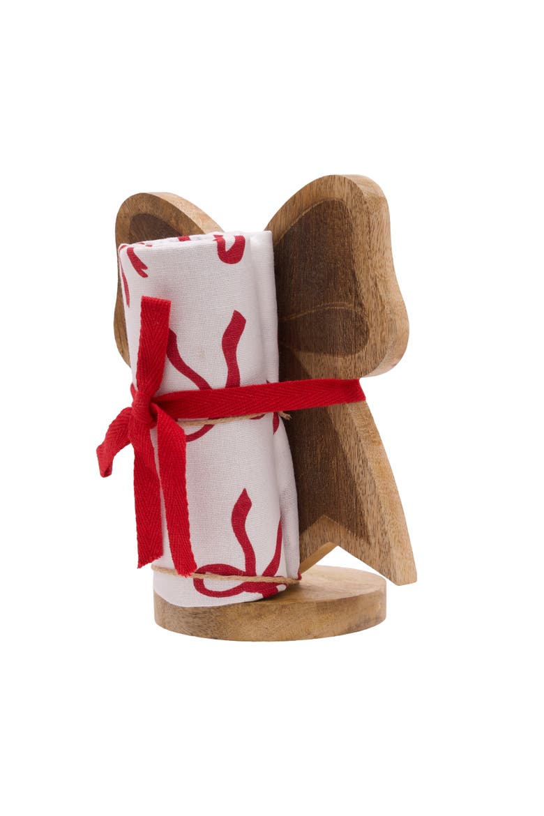 Holiday Festive Bows Christmas Towel & Stand Gift Set, Main, color, White