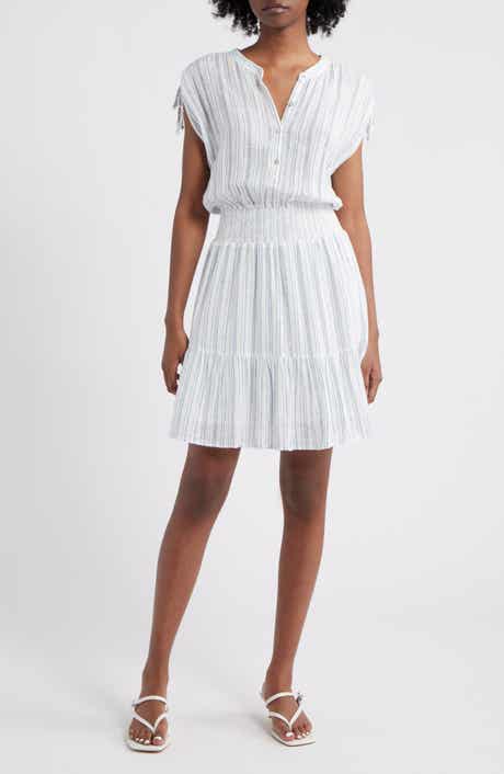 Rails Samina Stripe Smocked Linen Blend Dress