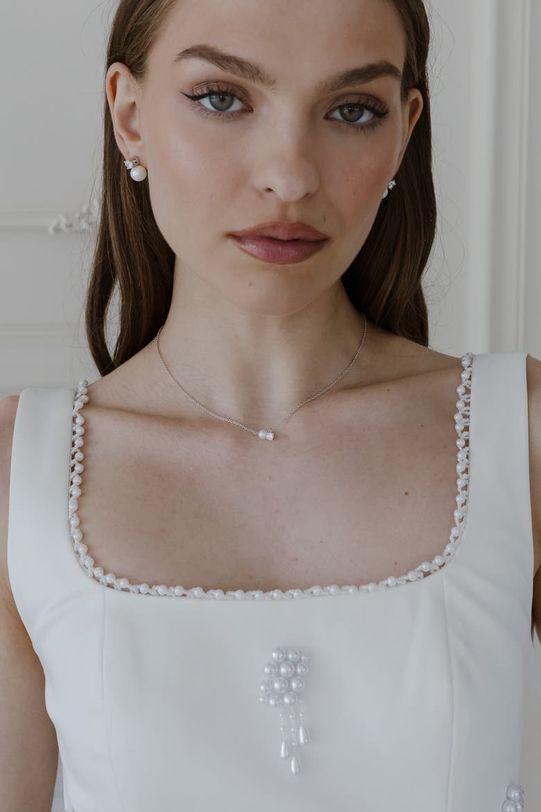 Evermore Pearl and Crystal Necklace, Alternate, color, Metallic Gold