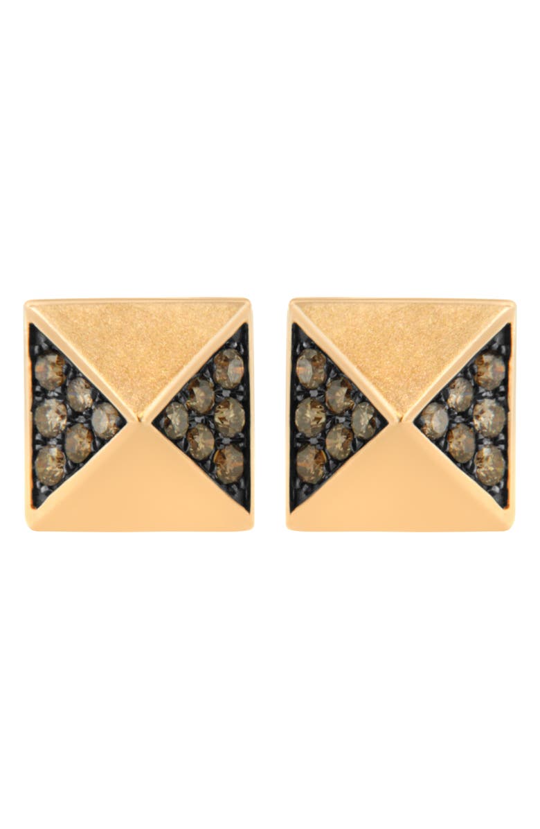 Haus of Brilliance 14K Rose Gold 1/4 Ct Brown Diamond Pyramid Stud Earring, Main, color, Pink