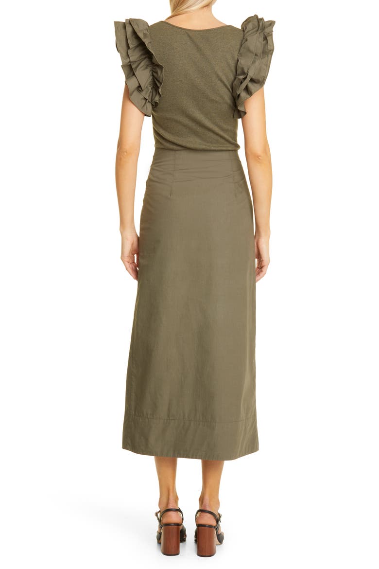 Isabella Mix Media Cotton Dress, Alternate, color, MILITARY