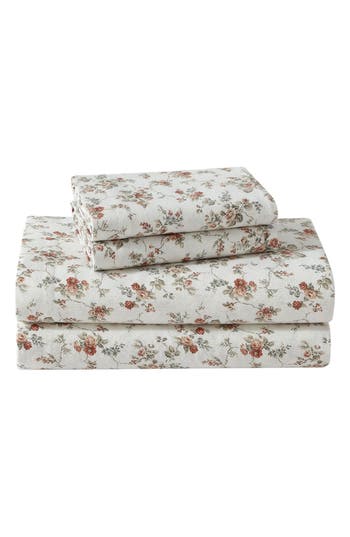 LAURA ASHLEY LAURA ASHLEY LE FLEUR COTTON FLANNEL SHEET SET