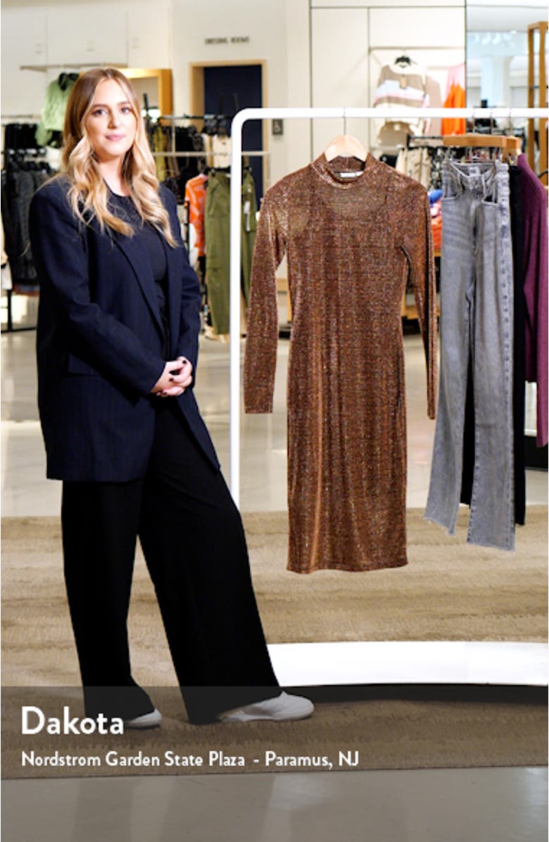 Anna Metallic Check Long Sleeve Midi Dress, sales video thumbnail