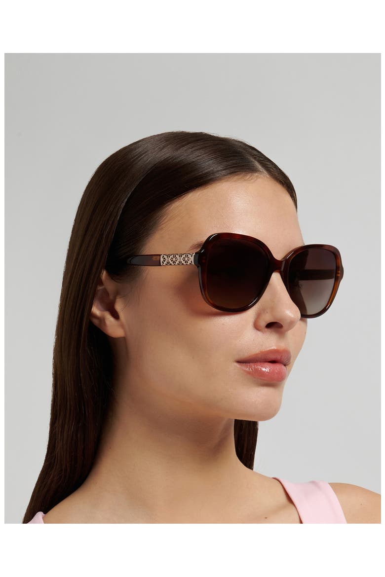 eliza 57mm gradient round sunglasses, Alternate, color, HAVANA/ BROWN