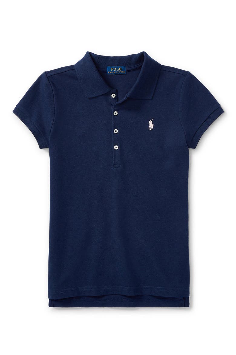 Kids' Stretch Cotton Mesh Polo, Main, color, REFINED NAVY