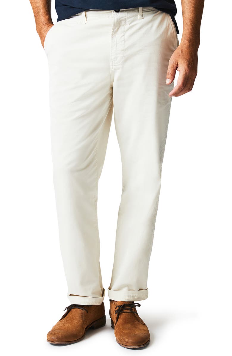Billy Reid Flat Front Strech Cotton Chinos, Main, color, Eggshell