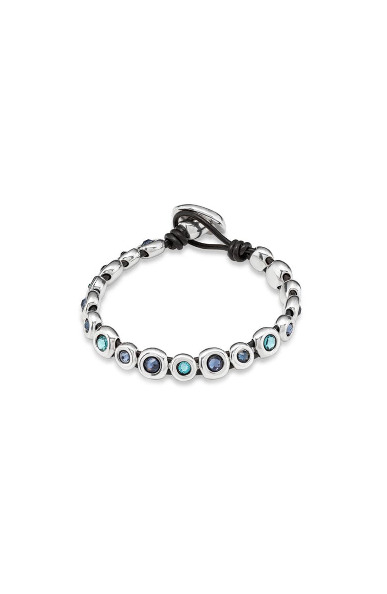 UNODE50 Leather bracelet with sterling silver-plated beads, Main, color, Silver