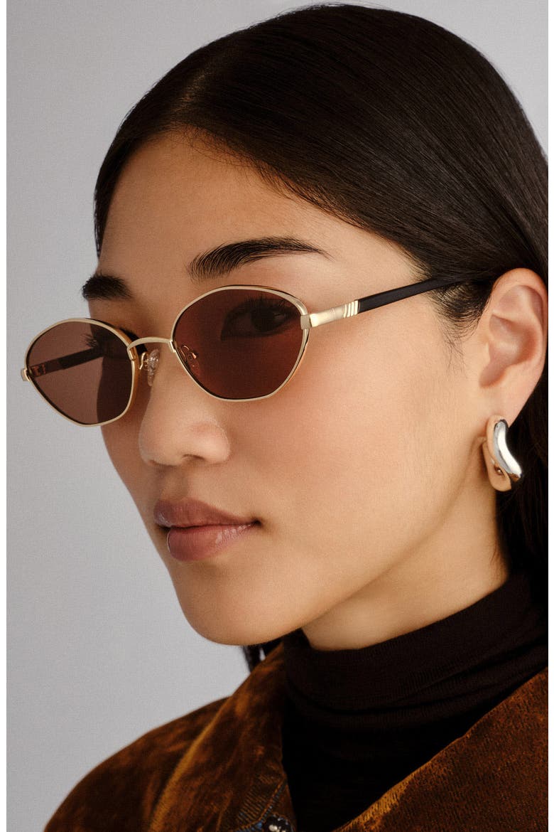 Le Bebe 58mm Oval Sunglasse, Alternate, color, GOLD / BROWN MONO