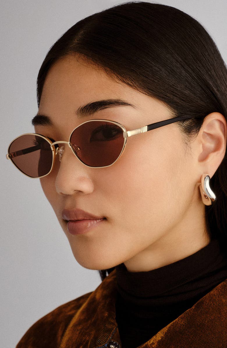 Le Specs Le Bebe 58mm Oval Sunglasse, Alternate, color, Gold / Brown Mono