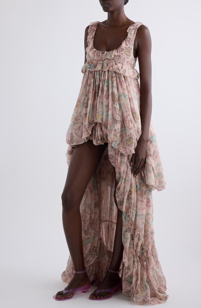 Chloé Ruffle Silk Gauze Dress, Alternate, color, 