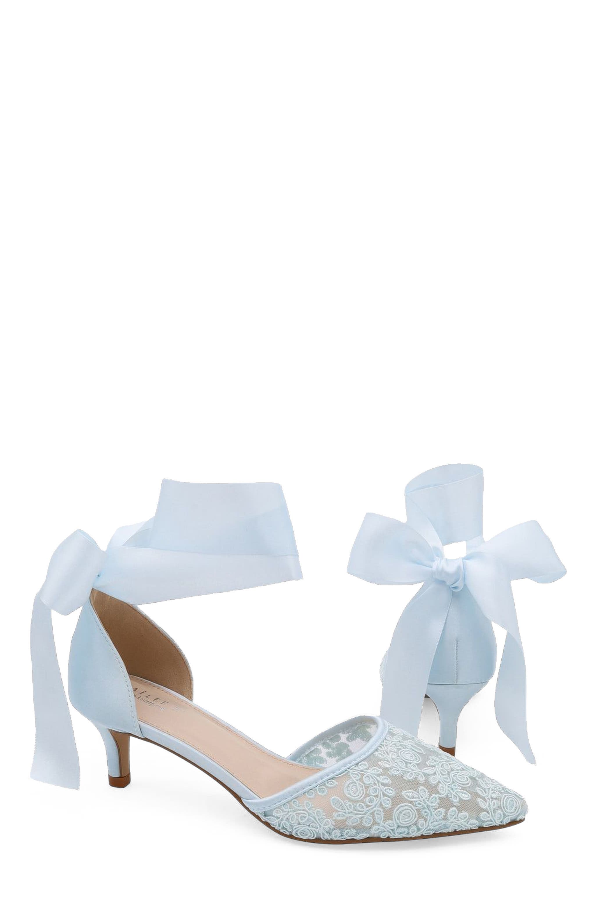 Kailee P Claudia Crochet Lace Kitten Heel with Satin Wrapped Tie (Women ...