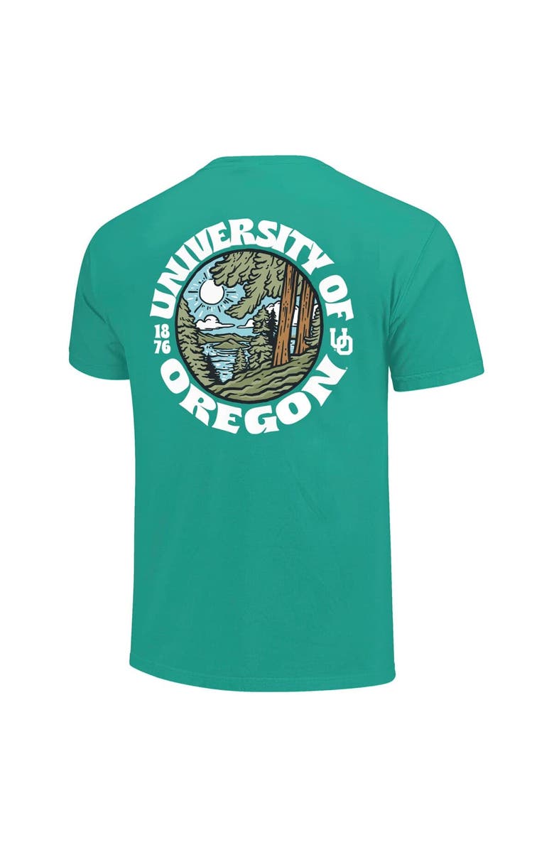 IMAGE ONE Men's Green Oregon Ducks Comfort Colors Thick Lined Landscape T-Shirt, Alternate, color, Green