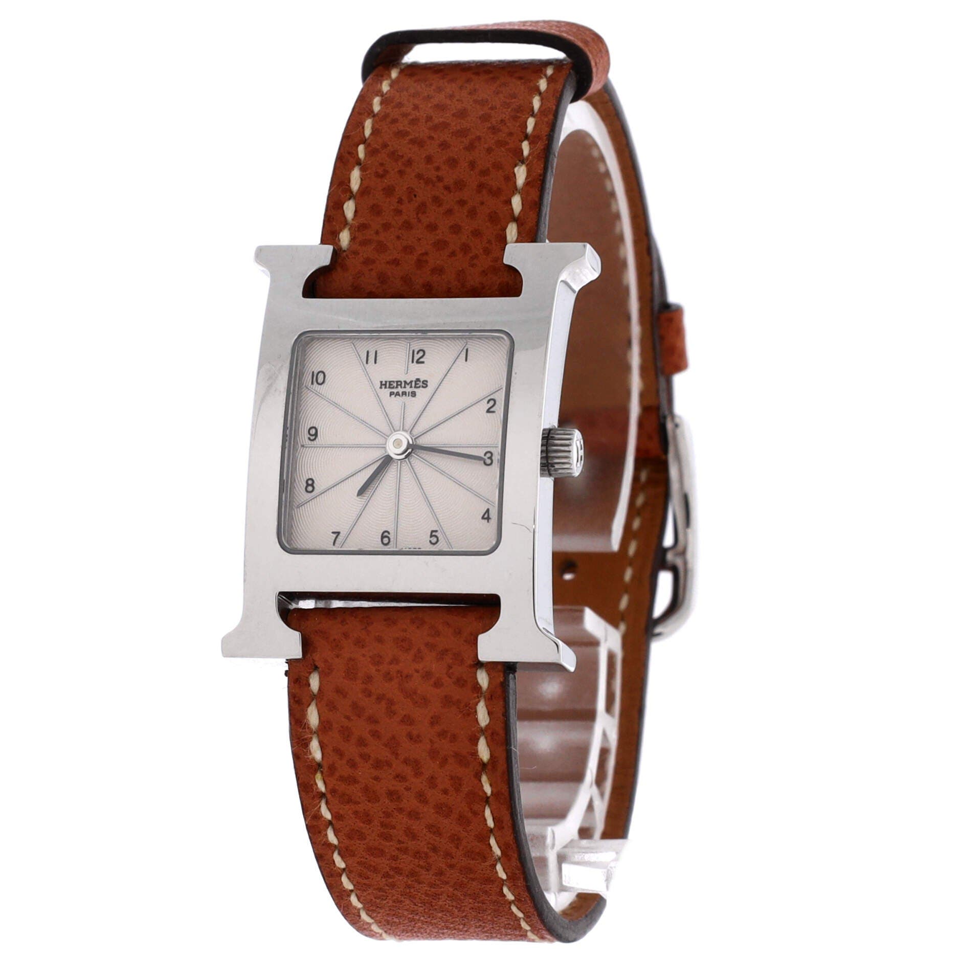 Heure H Quartz Watch Stainless Steel and Leather 21, Alternate, color, Brown