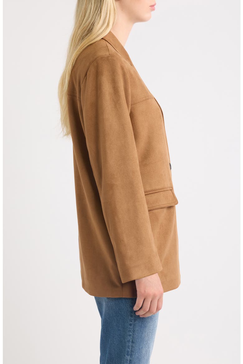 Faux Suede Blazer, Alternate, color, BROWN