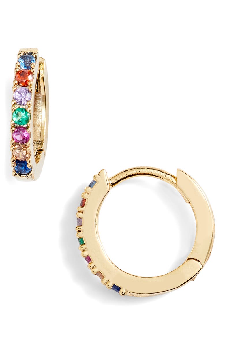 Estella Bartlett Multicolor Crystal Pavé Huggie Hoop Earrings, Alternate, color, Gold
