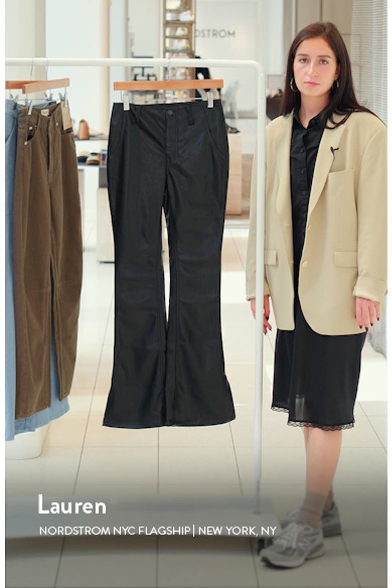 Level Up Faux Leather Slit Bootcut Jeans video